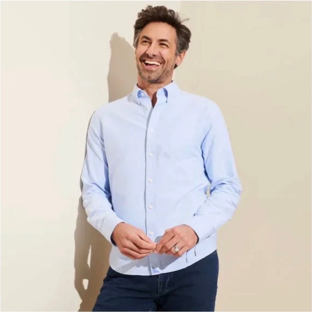 UNTUCKit Oxford Picardan Button Down Shirt Light Blue Size L
